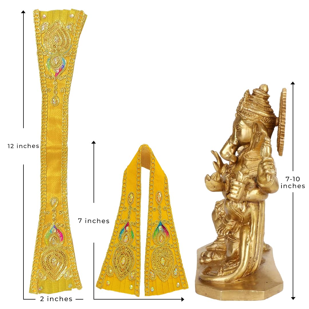 Ganpati Shela with Moti Work Handcrafted Dupatta Yellow Moti