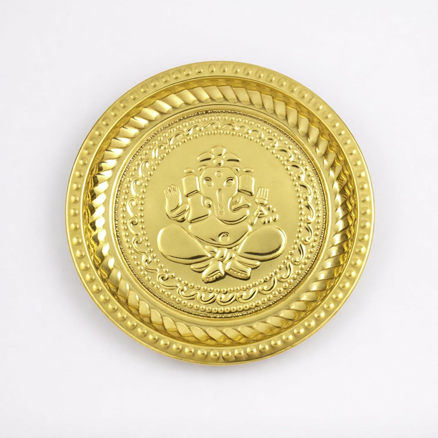 Brass Ganesha Pooja Thali | Small Brass Plate for Mandir