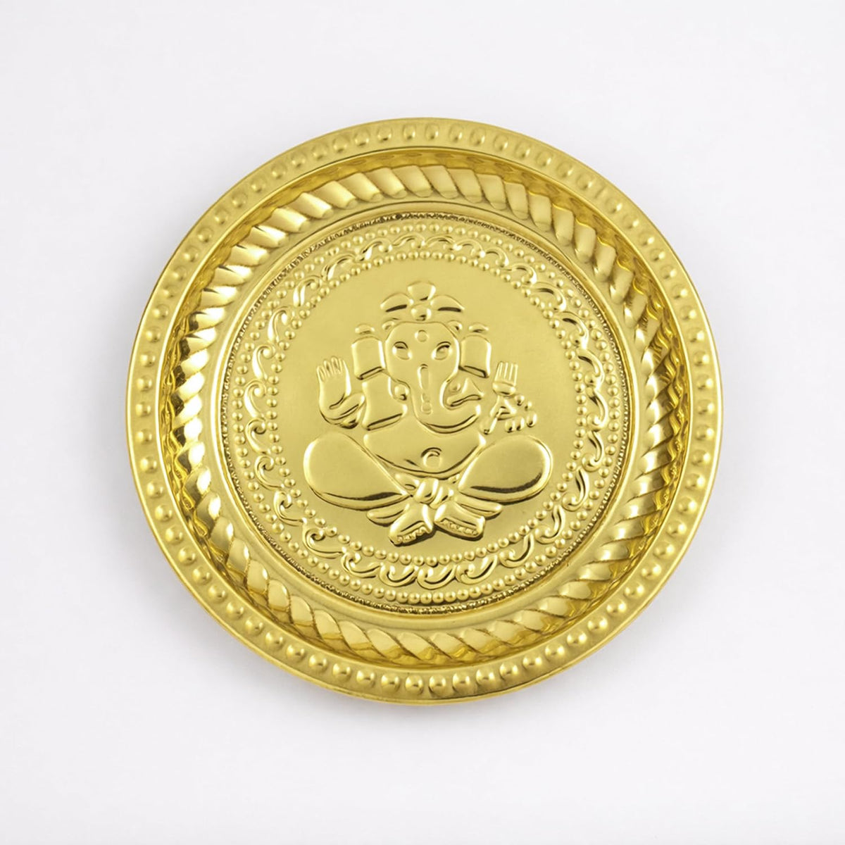 Brass Ganesha Pooja Thali | Small Brass Plate for Mandir