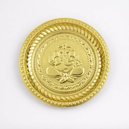Brass Ganesha Pooja Thali | Small Brass Plate for Mandir