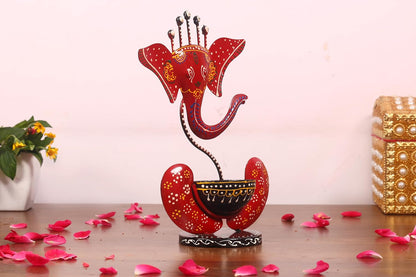 Ganesha Tealight Candle Holder for Home Decoration Iron Metal Handcrafted Ganesh Idol
