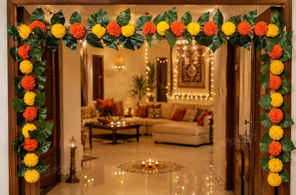 Divyakosh Mango Leaf Vine/Creeper with Marigold Flowers