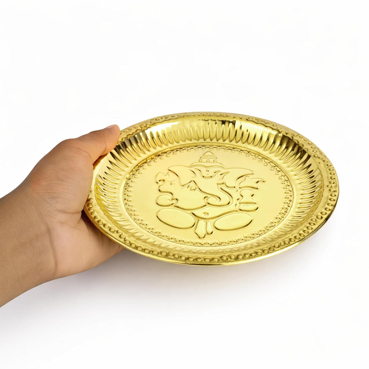 Brass Ganesha Pooja Thali | Small Brass Plate for Mandir