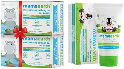 Mamaearth Milky Soft Natural Baby Face Cream and Mamaearth Bathing Bar - PUSHMYCART
