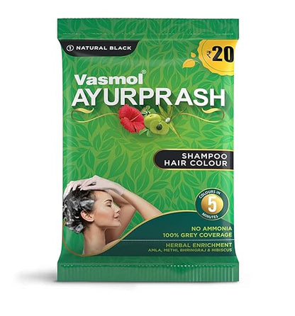 VASMOL AYURPRASH SHAMPOO HAIR COLOR-Natural Black
