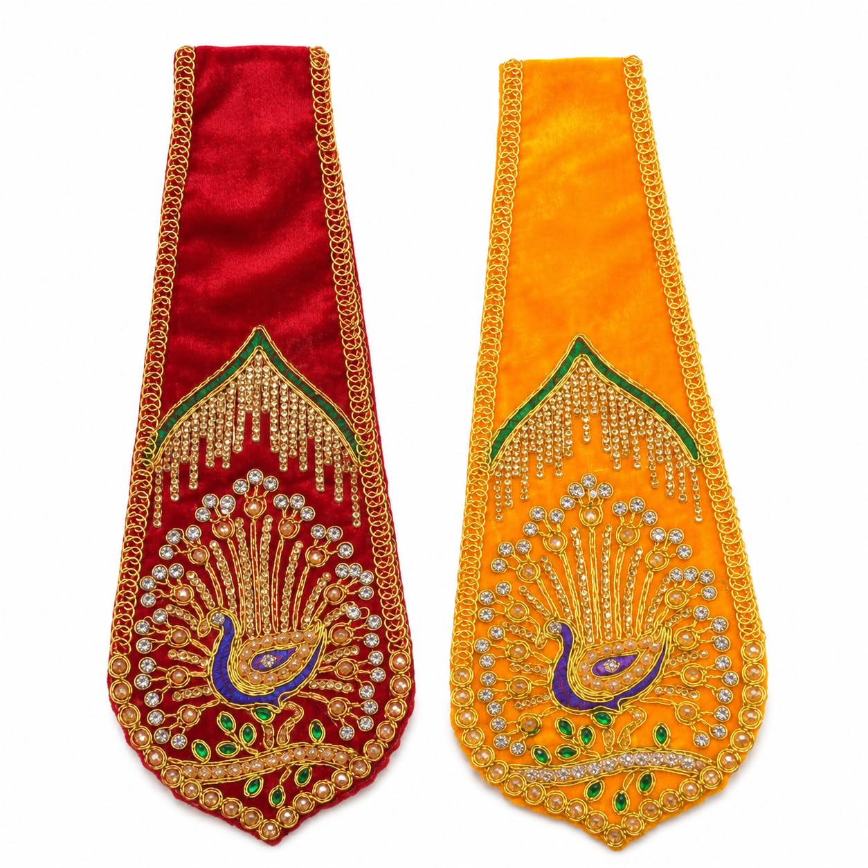 Velvet God Idol Dupatta Shela Chunri Chunni Vastra Peacock Stone Work