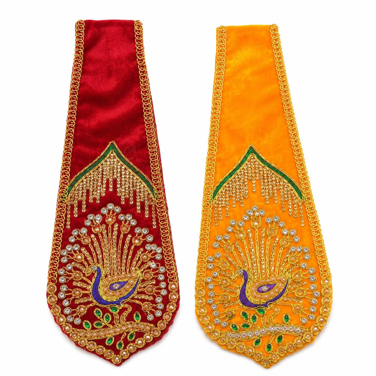 Velvet God Idol Dupatta Shela Chunri Chunni Vastra Peacock Stone Work