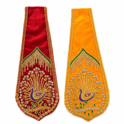 Velvet God Idol Dupatta Shela Chunri Chunni Vastra Peacock Stone Work