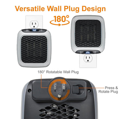 800W Convenient Wall Outlet Heater with Adjustable