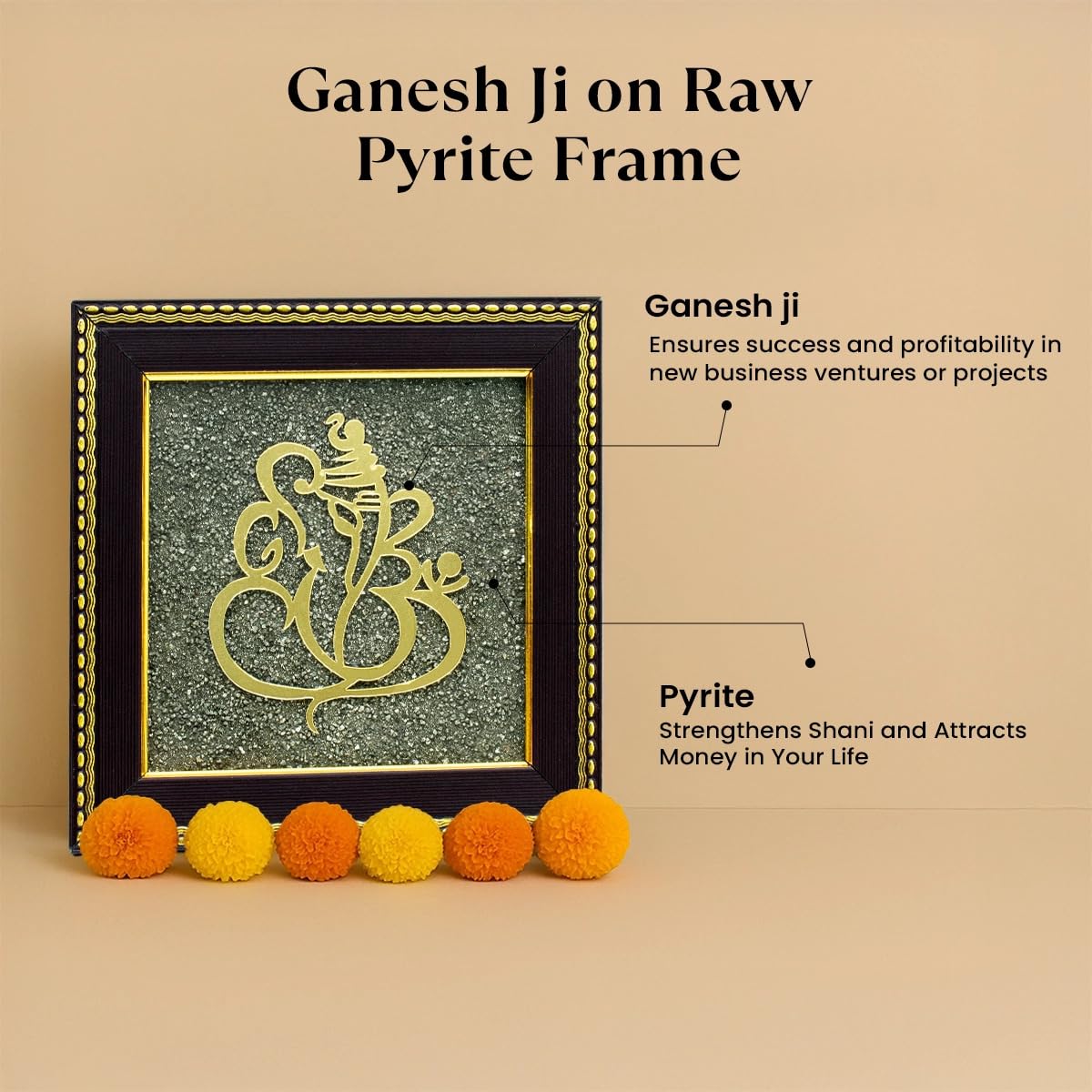 Astrotalk Ganesh Ji on Raw Pyrite Frame