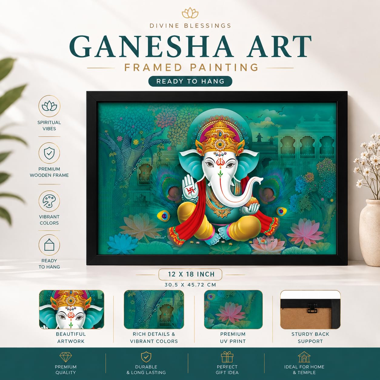 LIFEHAXTORE ® Xtore Wooden Religious Ganesha Art Framed Painting
