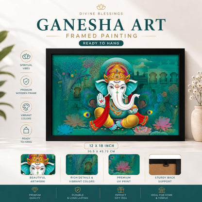 LIFEHAXTORE ® Xtore Wooden Religious Ganesha Art Framed Painting