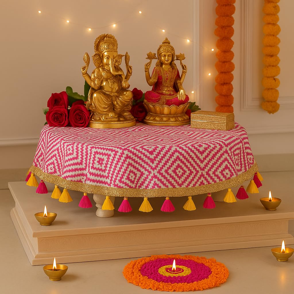 Pooja Aasan Cloth for Temple Idol| Designer Puja Chowki Tassel Mat