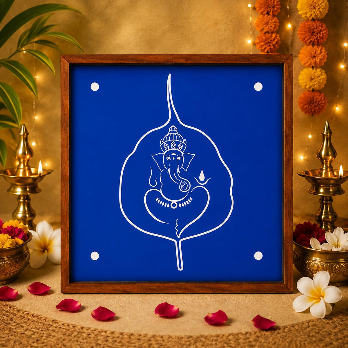 Rangly Big Leaf Ganesha Wooden Rangoli Stencil