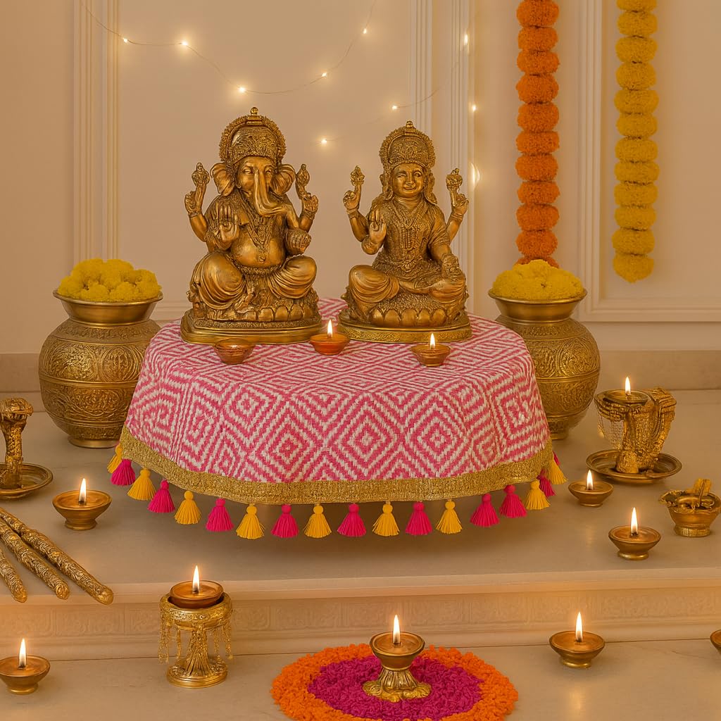 Pooja Aasan Cloth for Temple Idol| Designer Puja Chowki Tassel Mat