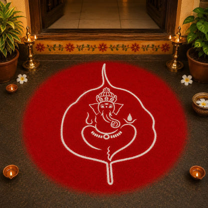 Rangly Big Leaf Ganesha Wooden Rangoli Stencil