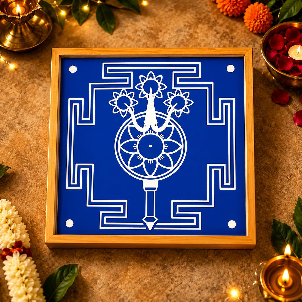 Rangly Trisulabija Mandalam Yantra | Wooden Stencil