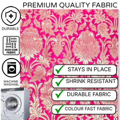 Pink Brocade Silk Luxurious Rectangular Chowki Cover