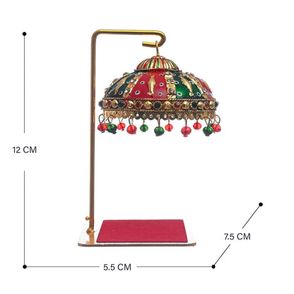 Metal Umbrella Chhatra With Hanging Crystals For Action God Idol Murti (M 111)