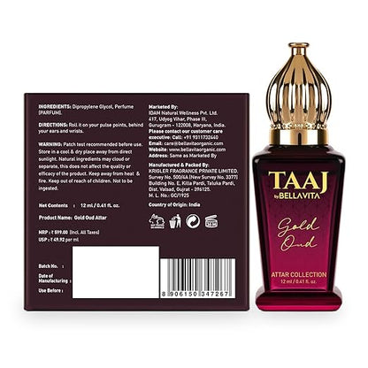 Bella Vita Luxury TAAJ Gold Oud Attar with Caramel