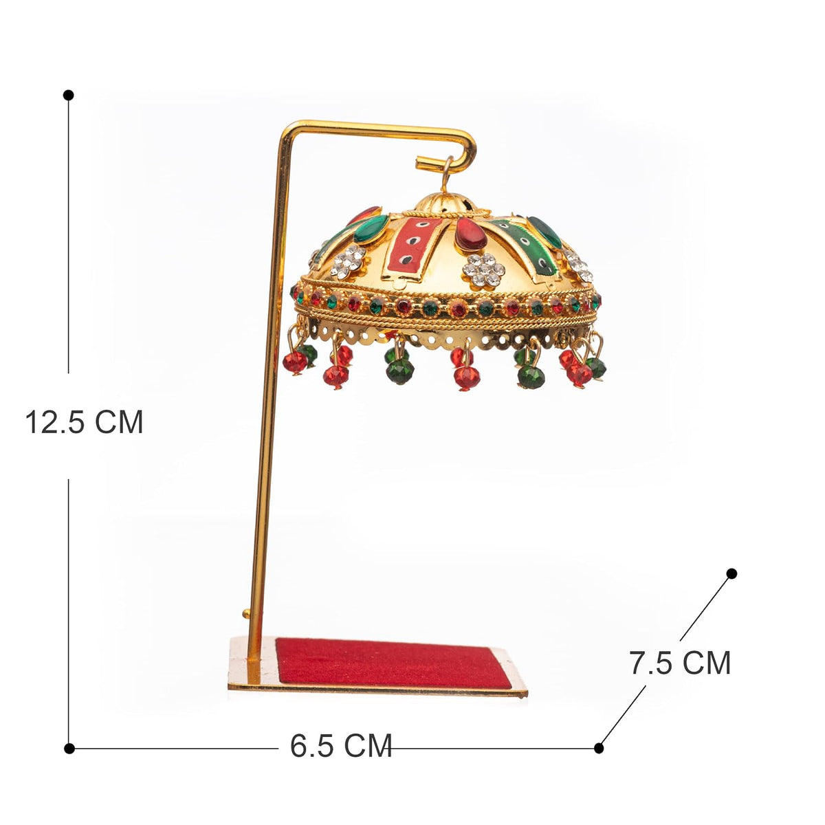 Metal Chhatra Umbrella with Hanging Crystals Home Mandir Showpiece (M 33)