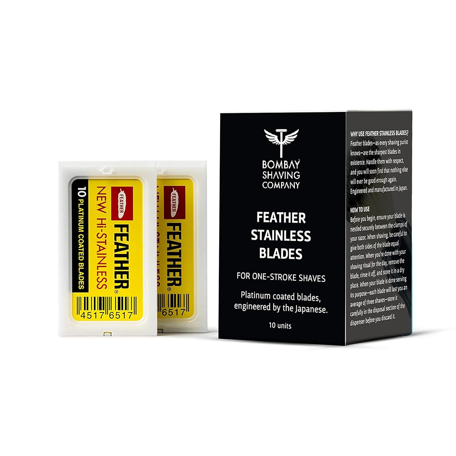 Bombay Shaving Company Feather Razor Blades, Platinum Coated 