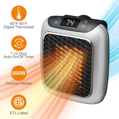 800W Convenient Wall Outlet Heater with Adjustable