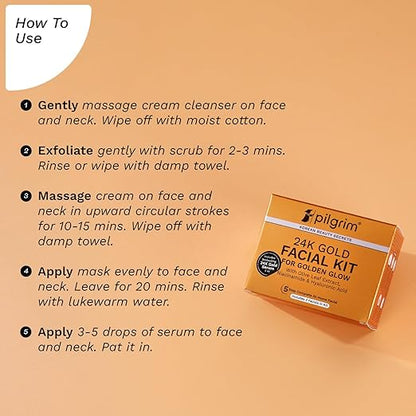 Pilgrim 24K Gold Facial Kit for Golden Glow