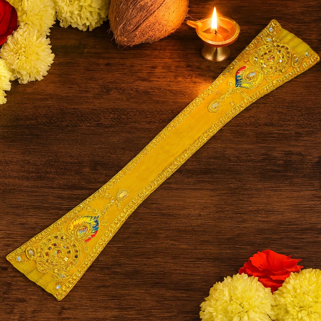 Ganpati Shela with Moti Work Handcrafted Dupatta Yellow Moti