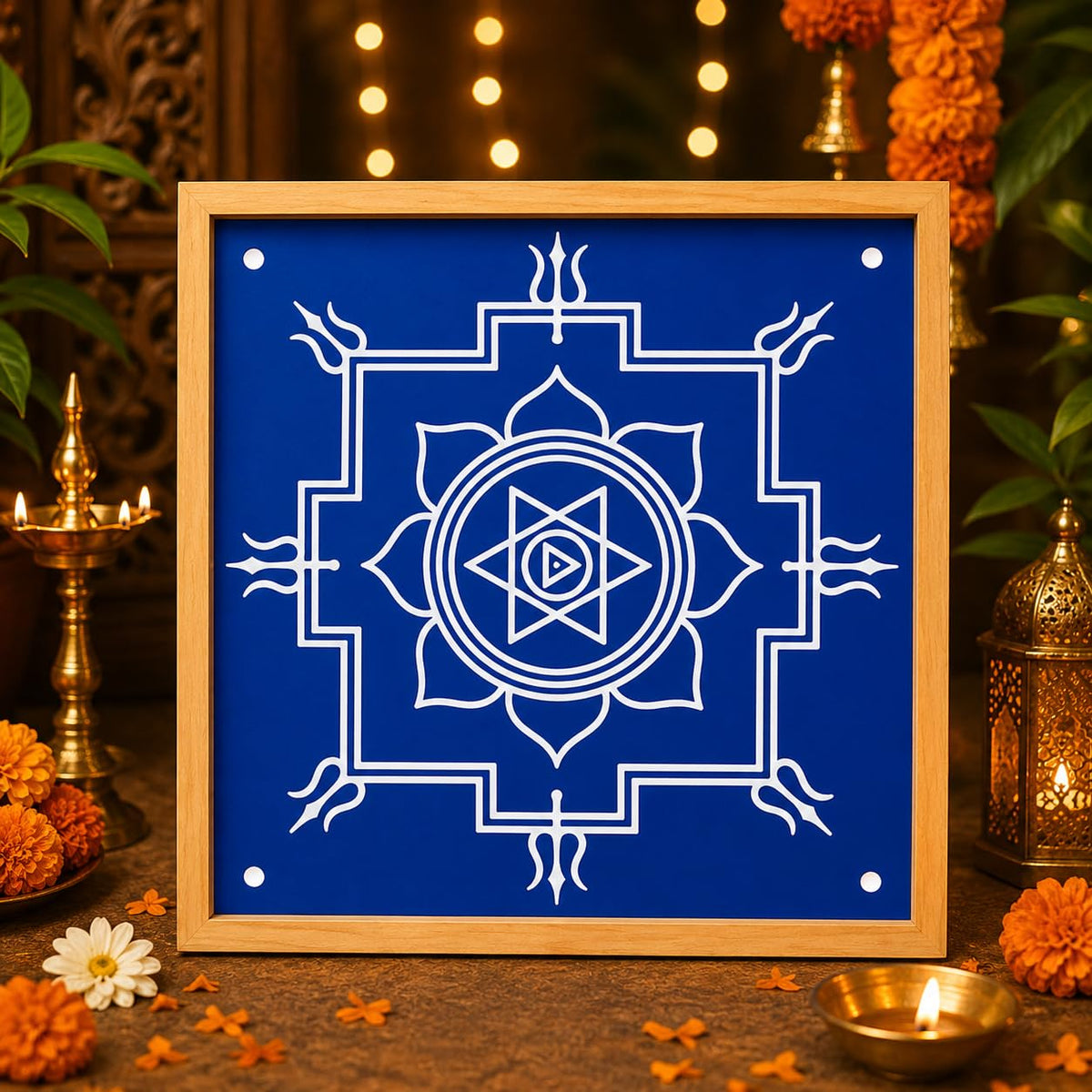Rangly Durga Namaskar Mandala Yantra, Wooden Stencil