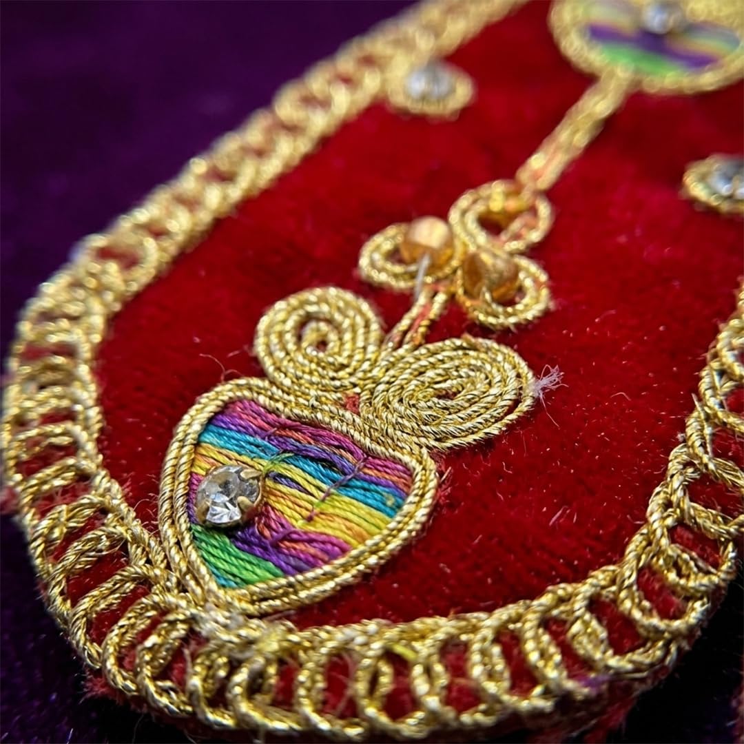 Premium Red Velvet Ganpati Shela with Gold Zari Work & Stone Studs