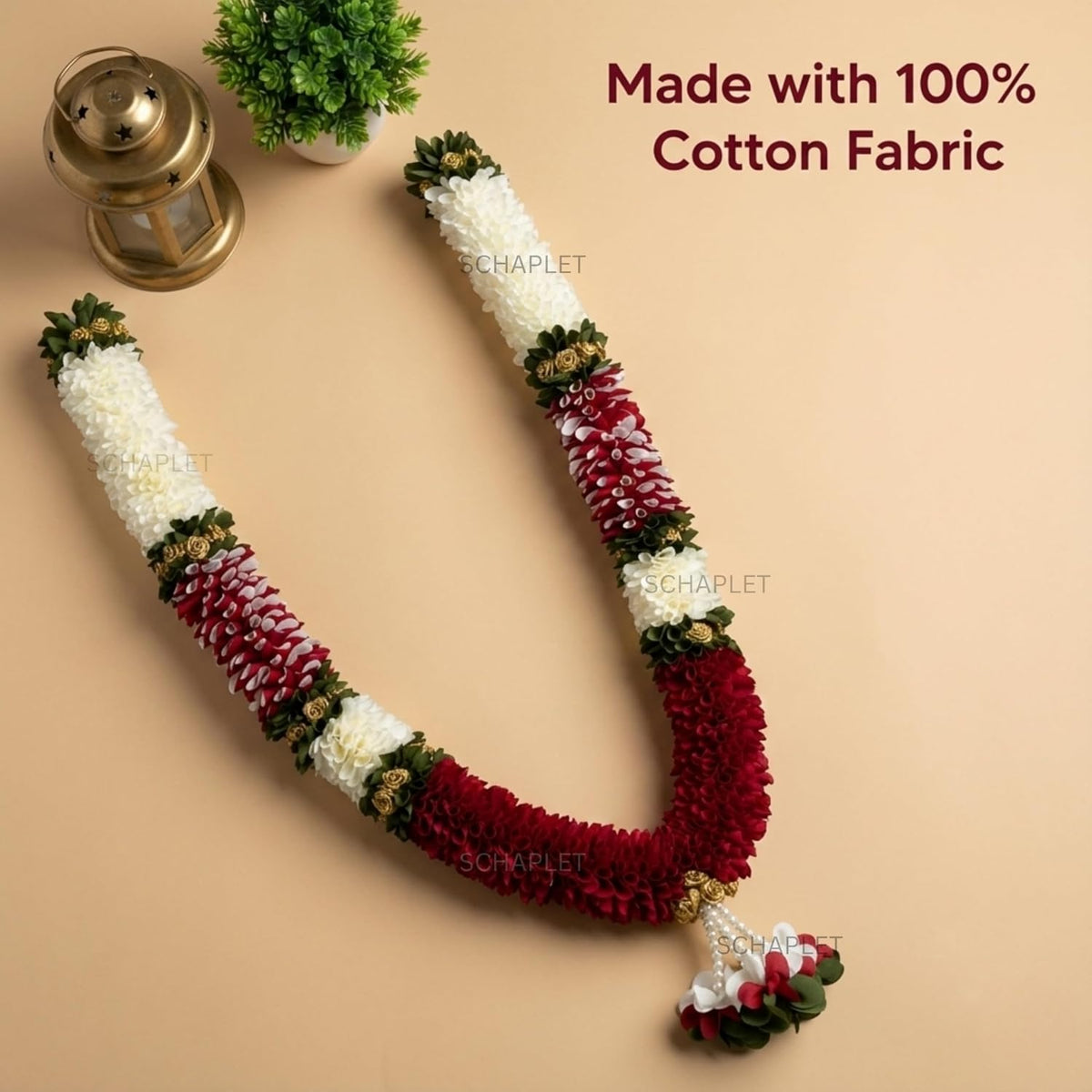 Cotton Handmade Artificial Flower Garland for Photo Frame Mala for god Idols
