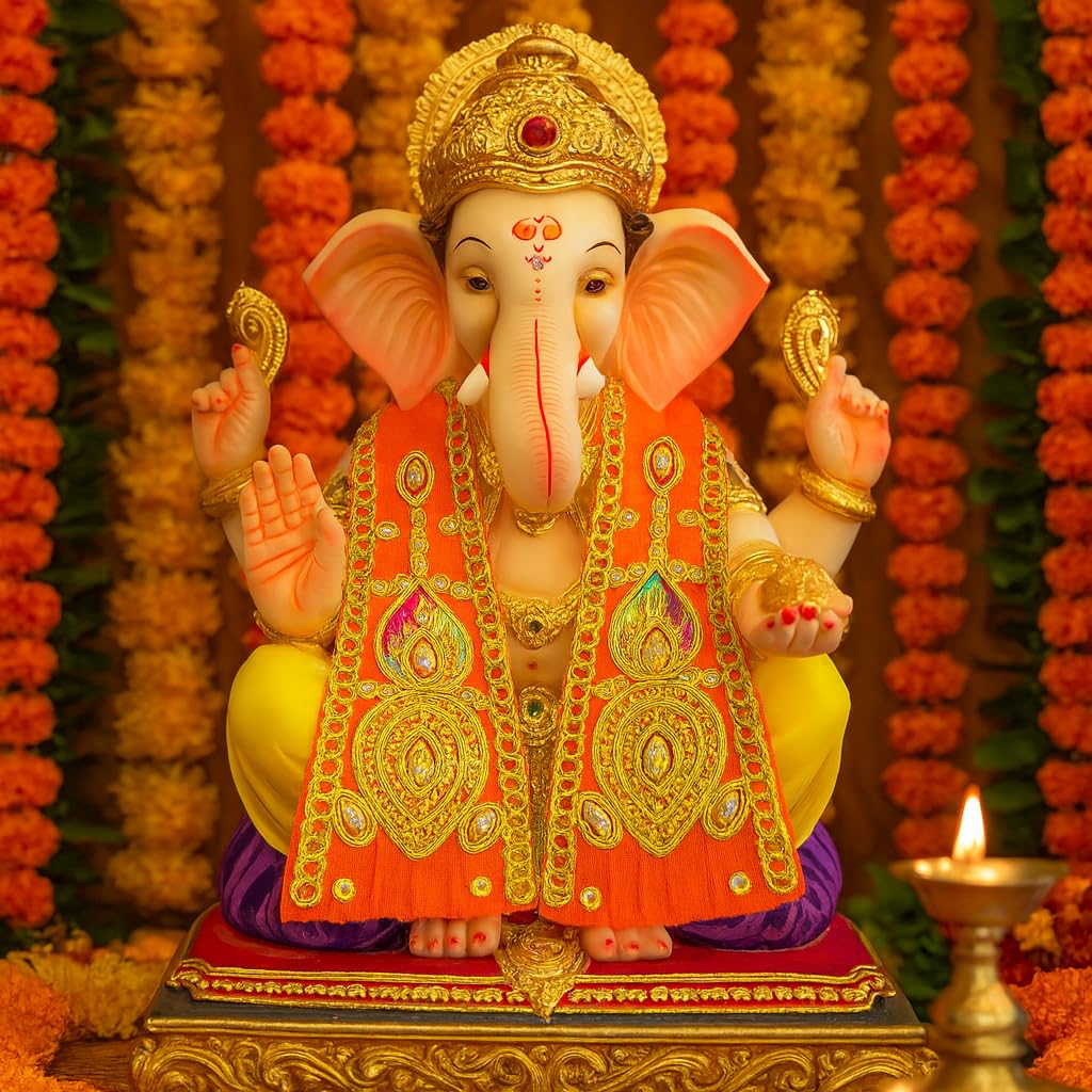 Ganpati Shela with Moti Work Handcrafted Dupatta