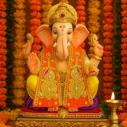 Ganpati Shela with Moti Work Handcrafted Dupatta