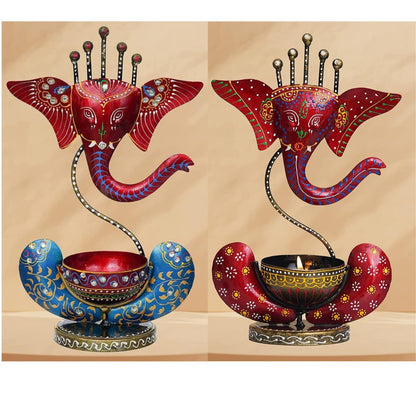 Tealight Candle Holder Home Decor Iron Metal Handcrafted Ganesh Idol