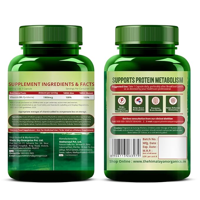 Himalayan Organics Plant-Based Vitamin B6 Capsules