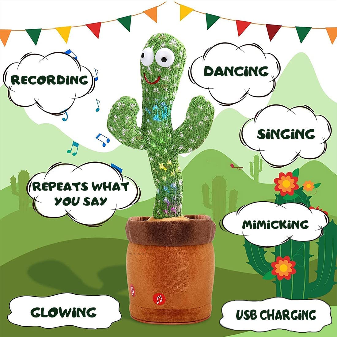 Wembley Dancing and Talking Cactus Musical Toy