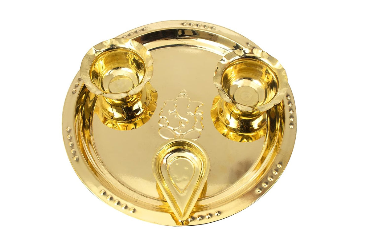 Spillbox Traditional Handcrafted Ganesha Brass Puja|Pooja Thali