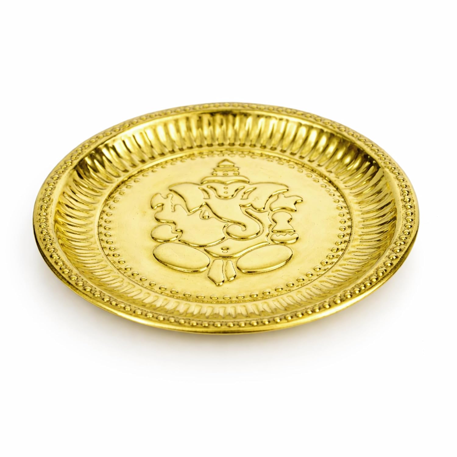 Brass Ganesha Pooja Thali | Small Brass Plate for Mandir