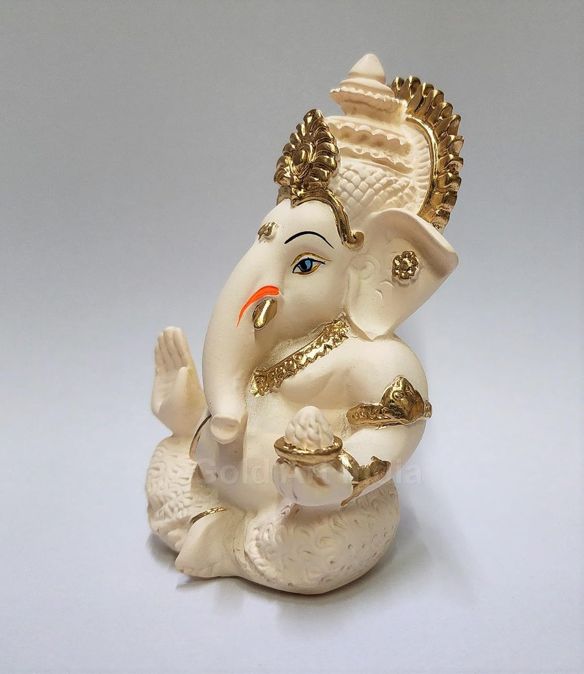 Gold Art India Peach Ivory Finish Ganesha Idol
