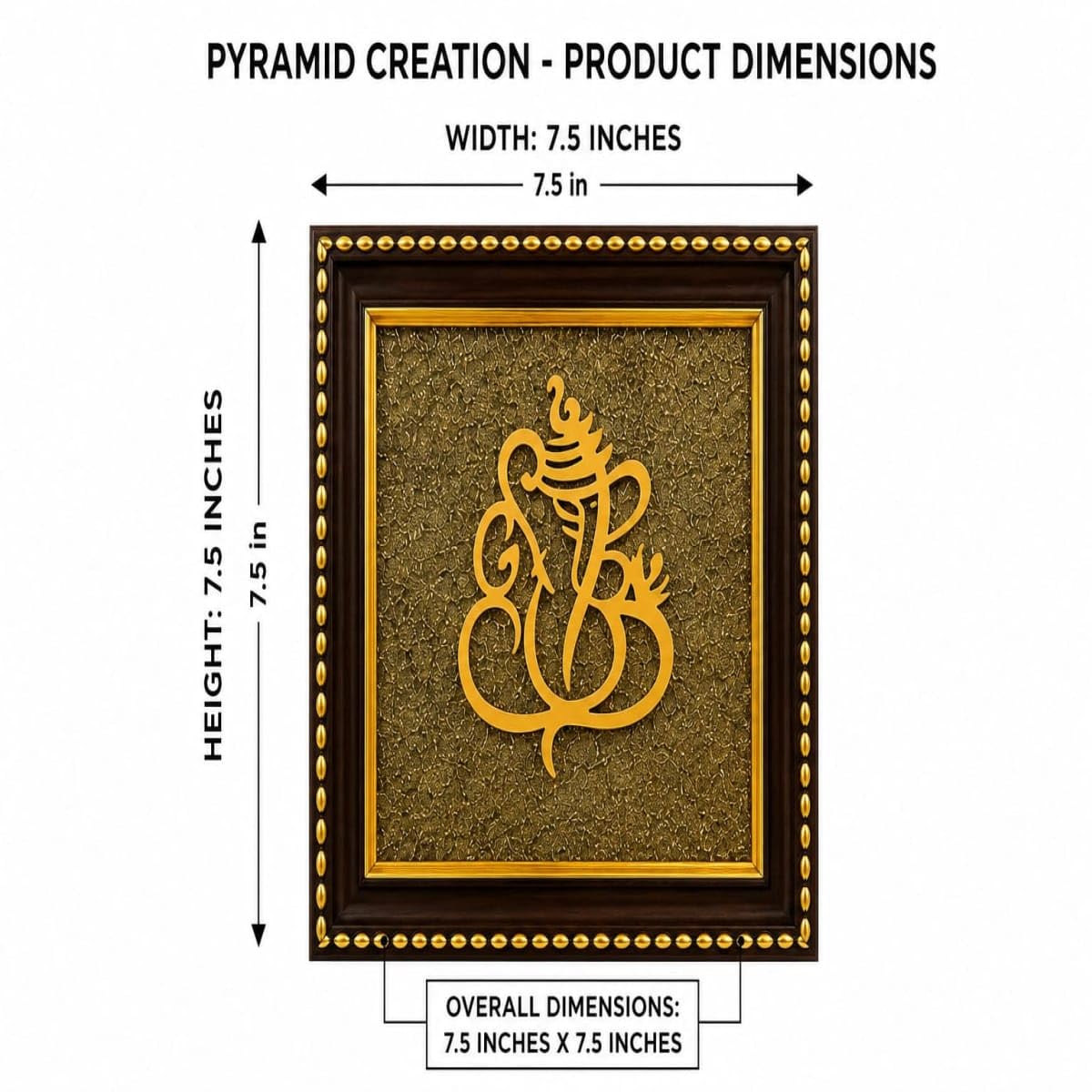 Pyramid Creation Ganesha Pyrite Stone Wooden Wall Frame