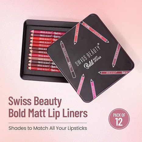Swiss Beauty Bold Matt Lip Liner | Set of 12