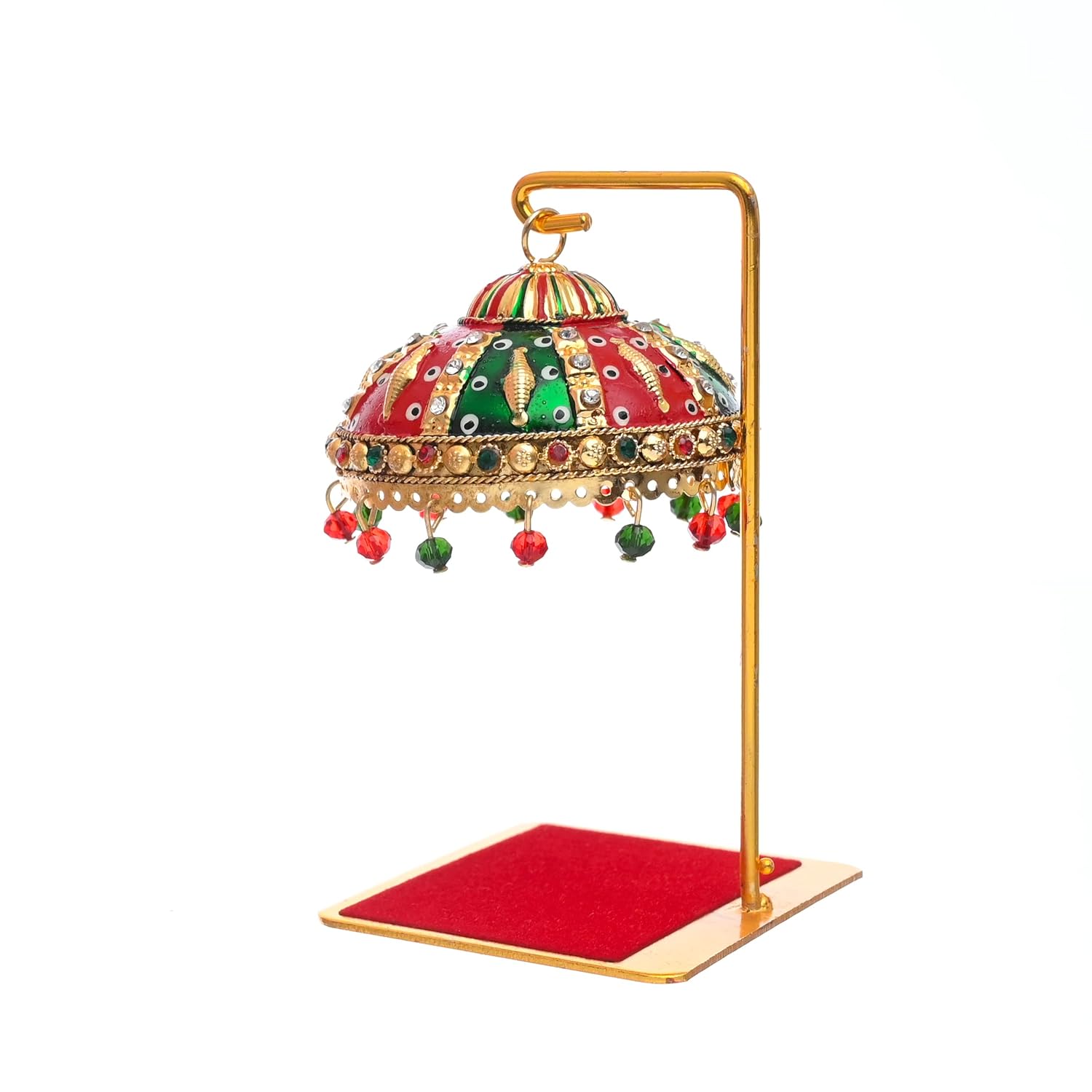 Metal Umbrella Chhatra With Hanging Crystals For Action God Idol Murti (M 111)