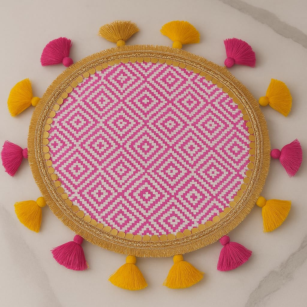 Pooja Aasan Cloth for Temple Idol| Designer Puja Chowki Tassel Mat