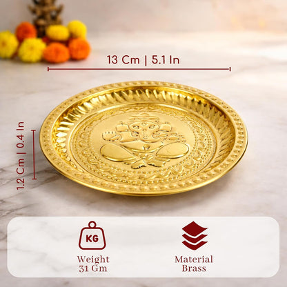 Brass Ganesha Pooja Thali | Small Brass Plate for Mandir