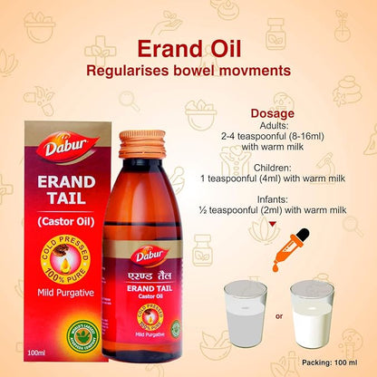 Dabur Ayurvedic Erand Tail (Castor Oil) - PUSHMYCART