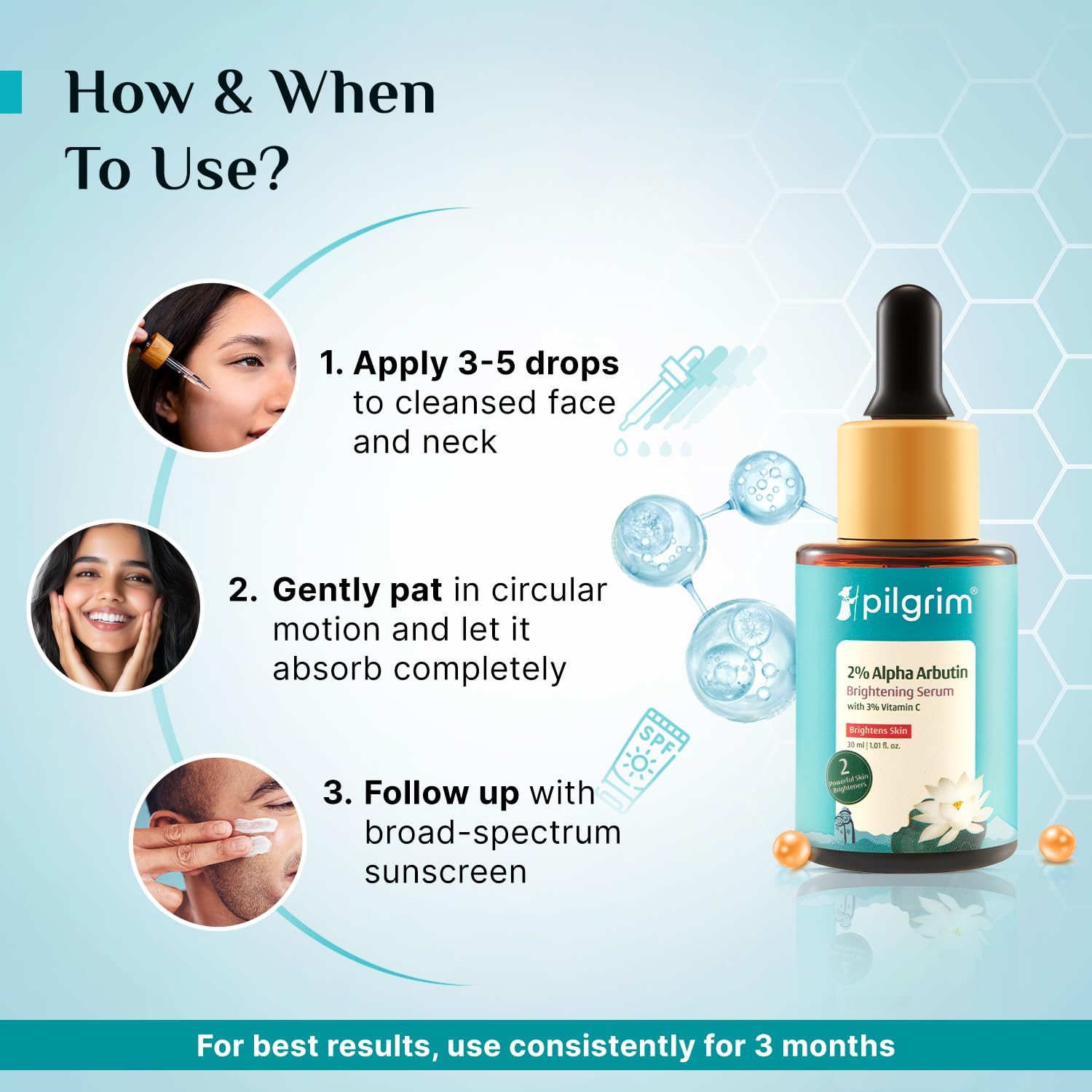 Pilgrim Korean 2% Alpha Arbutin & 3% Vitamin C Brightening Face Serum