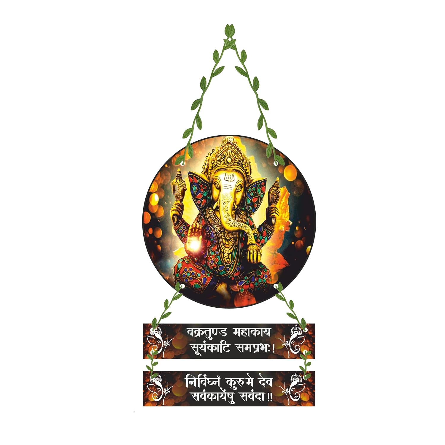 Amaresah Lord Ganesha Wall Hanging Decor Round MDF Divine Vinayaka Wall Art