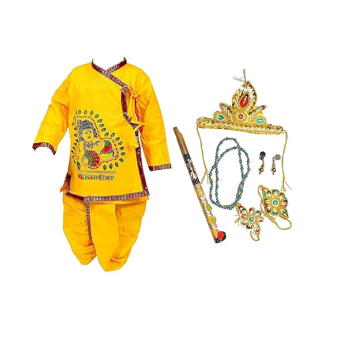 Pk Hub Janmashtmi Krishna Dress Costume Comfortable Set Of 8 Items