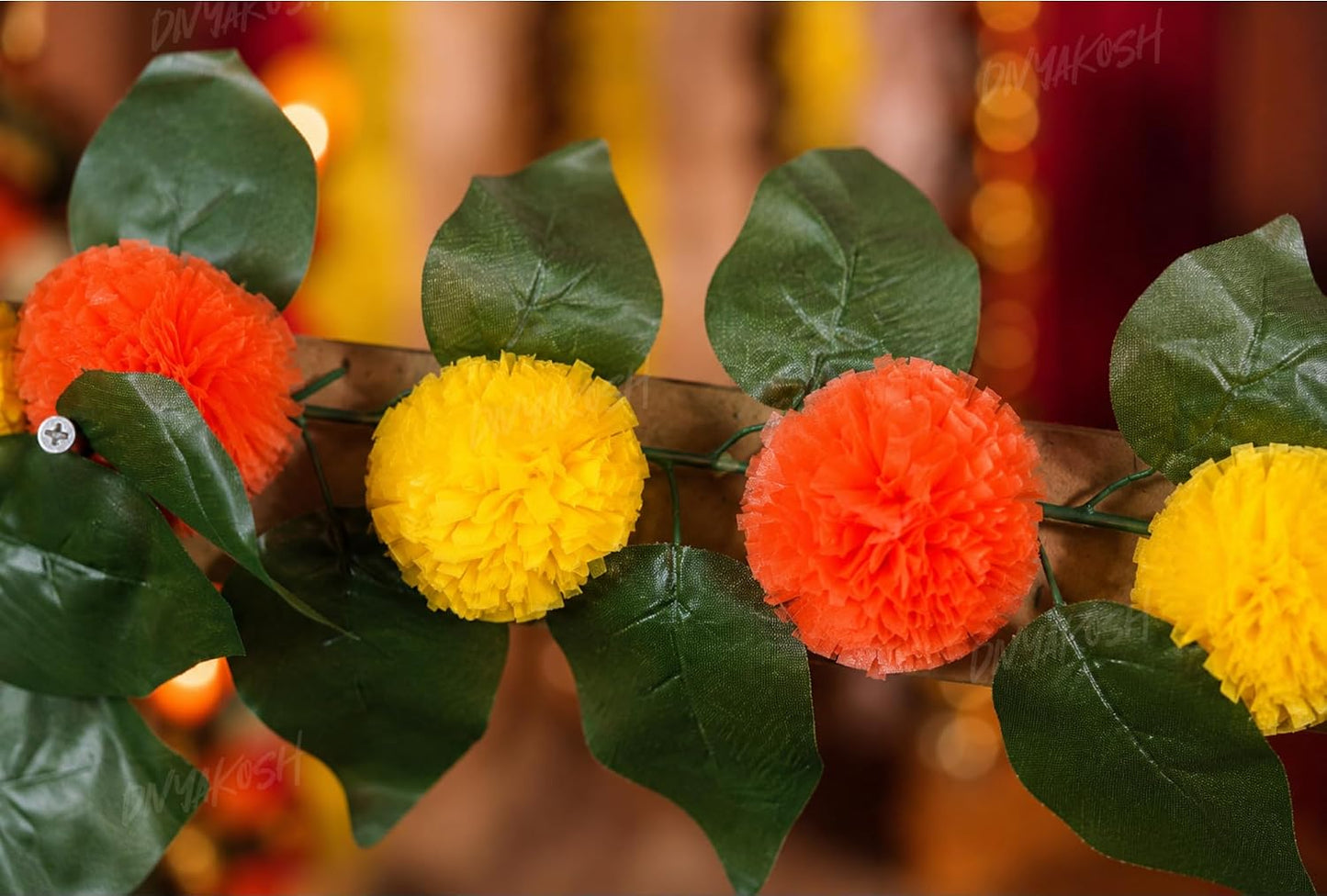 Divyakosh Mango Leaf Vine/Creeper with Marigold Flowers